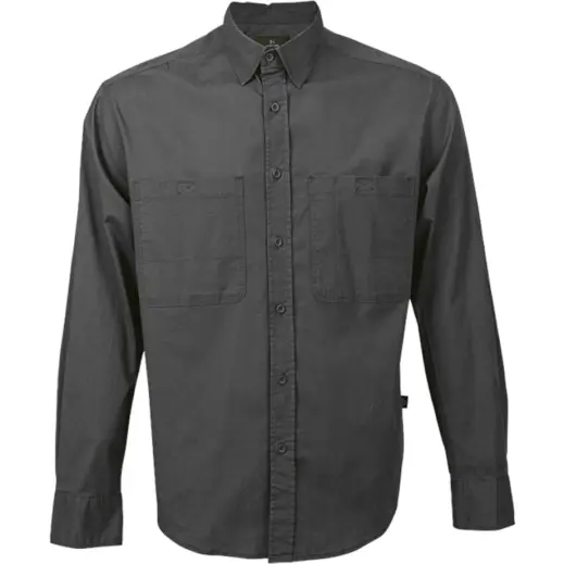 Mens Heritage Stretch Long Sleeve Shirt charcoal Front